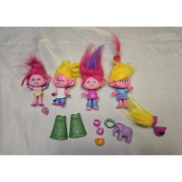 Dreamworks Other - Hasbro Dreamworks Trolls Lot Mini Figure Dolls And Accessories Preloved See Pics